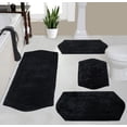 thumbnail image 1 of Home Weavers Waterford Collection 100% Cotton Non-Slip Bathroom Rug Set Machine Washable Bathroom Rug, Bath Rug, Bathroom Rug, Runner, Black Color 4 Piece Bath Rug set, 1 of 8