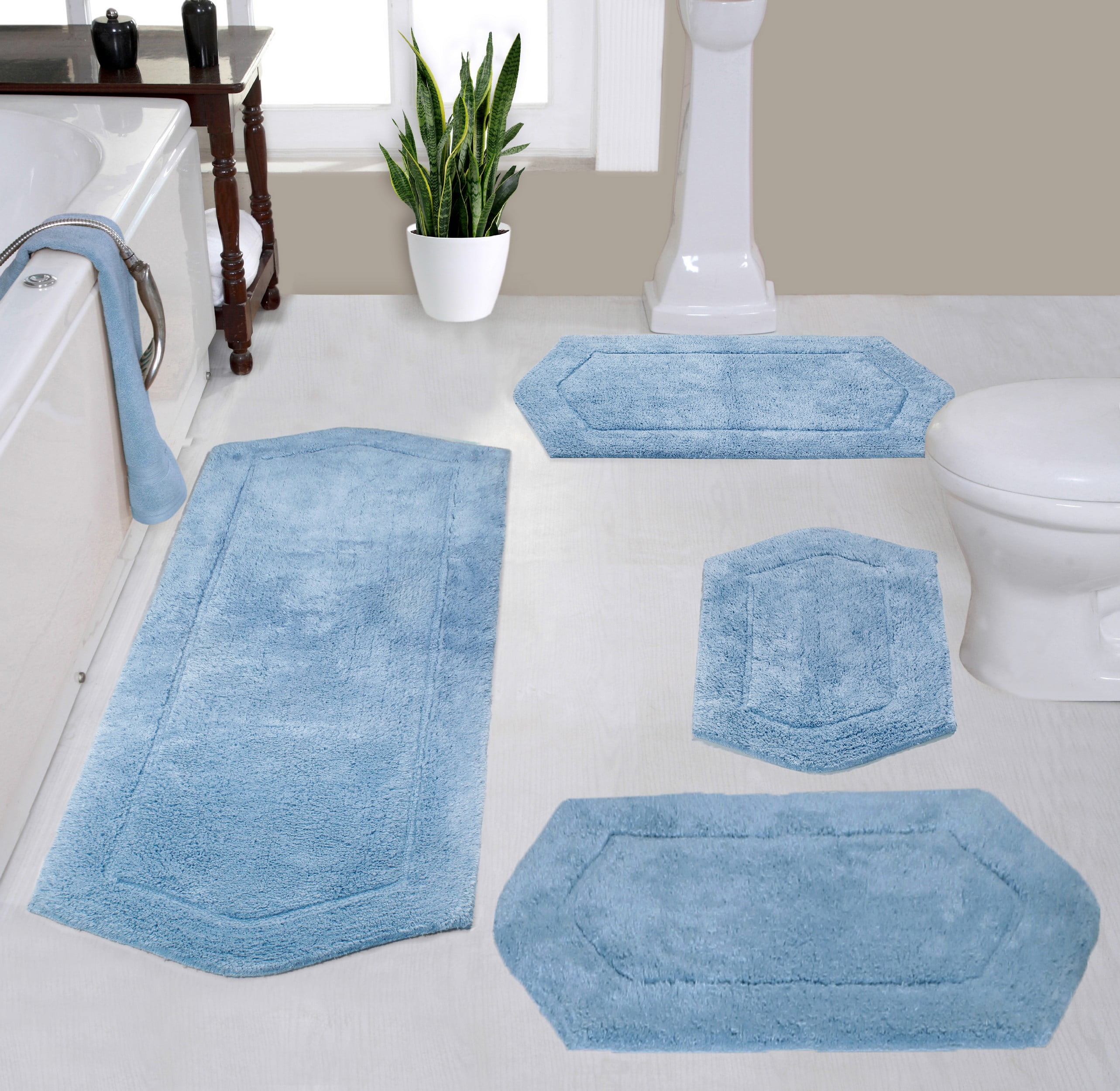 Home Weavers Waterford Collection 100% Cotton Non-Slip Bathroom Rug Set ...