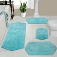 thumbnail image 1 of Home Weavers Waterford Collection 100% Cotton Non-Slip Bathroom Rug Set Machine Washable Bathroom Rug, Bath Rug, Bathroom Rug, Runner, Turquoise Color 4 Piece Bath Rug set, 1 of 8