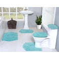 thumbnail image 1 of Home Weavers Waterford Collection 100% Cotton Non-Slip Bathroom Rug Set Machine Washable Bathroom Rug, Bath Rug, U Shaped Contour, Lid Cover, Toilet Tank Cover, Turquoise Color 5 Piece Bath rug set, 1 of 8