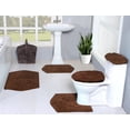 thumbnail image 1 of Home Weavers Waterford Collection 100% Cotton Non-Slip Bathroom Rug Set Machine Washable Bathroom Rug, Bath Rug, U Shaped Contour, Lid Cover, Toilet Tank Cover, Chocolate Color 5 Piece Bath rug set, 1 of 8