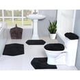 thumbnail image 1 of Home Weavers Waterford Collection 100% Cotton Non-Slip Bathroom Rug Set Machine Washable Bathroom Rug, Bath Rug, U Shaped Contour, Lid Cover, Toilet Tank Cover, Black Color 5 Piece Bath Rug set, 1 of 8
