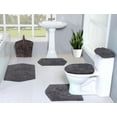 thumbnail image 1 of Home Weavers Waterford Collection 100% Cotton Non-Slip Bathroom Rug Set Machine Washable Bathroom Rug, Bath Rug, U Shaped Contour, Lid Cover, Toilet Tank Cover, Gray Color 5 Piece Bath Carpet set, 1 of 8