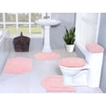 thumbnail image 1 of Home Weavers Waterford Collection 100% Cotton Non-Slip Bathroom Rug Set Machine Washable Bathroom Rug, Bath Rug, U Shaped Contour, Lid Cover, Toilet Tank Cover, Pink Color 5 Piece Bath Rug set, 1 of 8
