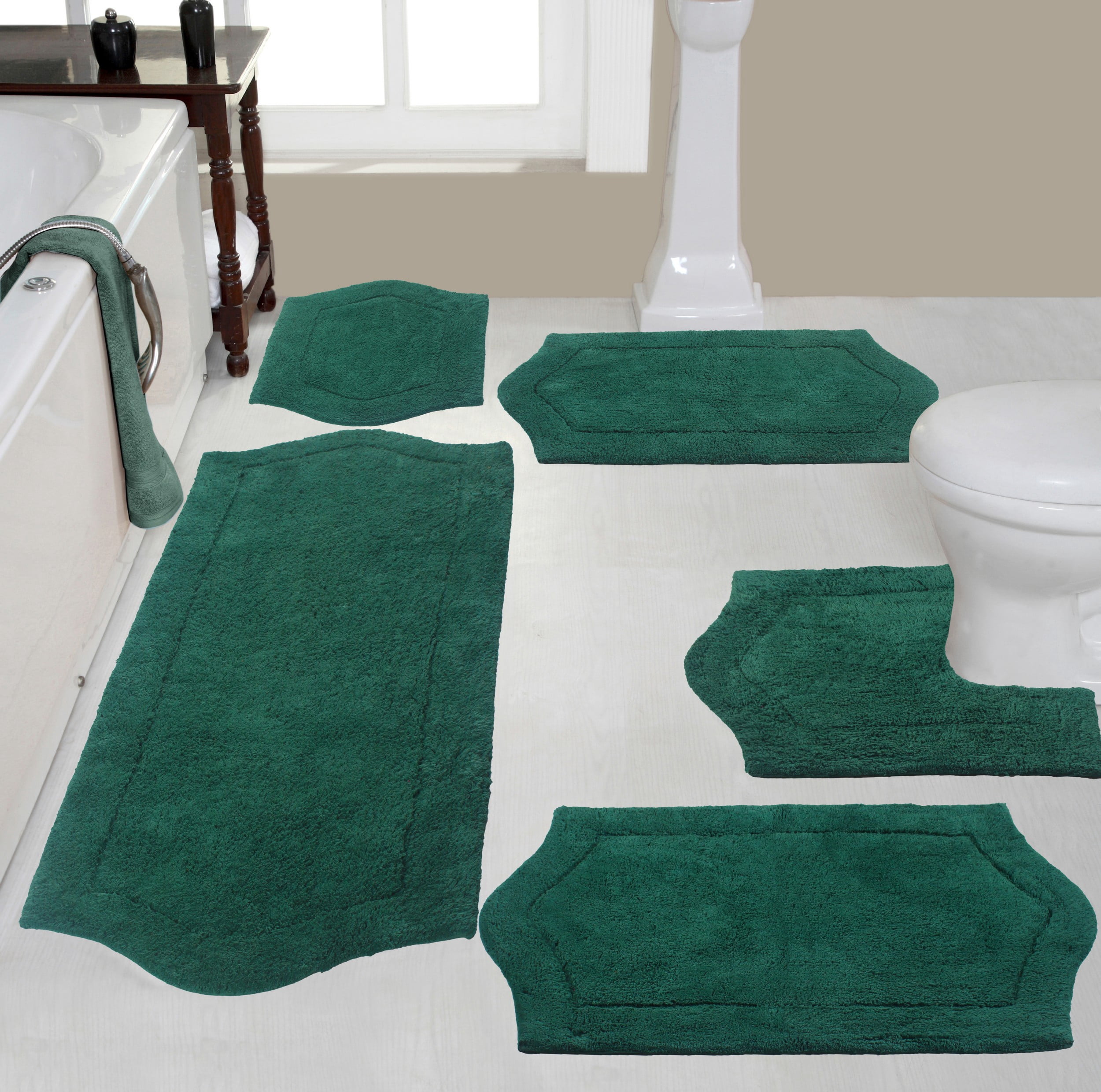Home Weavers Waterford Collection 100% Cotton Non-Slip Bathroom Rug Set ...