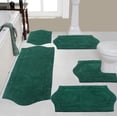 thumbnail image 1 of Home Weavers Waterford Collection 100% Cotton Non-Slip Bathroom Rug Set Machine Washable Bathroom Rug, Bath Rug, U Shaped Contour, Runner, Bathroom Rug, Bottle Green Color 5 Piece Bath Rug set, 1 of 8
