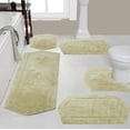 thumbnail image 1 of Home Weavers Waterford Collection 100% Cotton Non-Slip Bathroom Rug Set Machine Washable Bathroom Rug, Bath Rug, U Shaped Contour, Runner, Bathroom Rug, Green Color 5 Piece Bath Rug set, 1 of 8