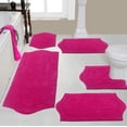 thumbnail image 1 of Home Weavers Waterford Collection 100% Cotton Non-Slip Bathroom Rug Set Machine Washable Bathroom Rug, Bath Rug, U Shaped Contour, Runner, Bathroom Rug, Hot Pink Color 5 Piece Bath Rug set, 1 of 8
