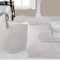 thumbnail image 1 of Home Weavers Waterford Collection 100% Cotton Non-Slip Bathroom Rug Set Machine Washable Bathroom Rug, Bath Rug, U Shaped Contour, Runner, Bathroom Rug, Light Gray Color 5 Piece Bath Rug set, 1 of 8