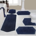 thumbnail image 1 of Home Weavers Waterford Collection 100% Cotton Non-Slip Bathroom Rug Set Machine Washable Bathroom Rug, Bath Rug, U Shaped Contour, Runner, Bathroom Rug, Navy Color 5 Piece Bath Rug set, 1 of 8