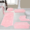 thumbnail image 1 of Home Weavers Waterford Collection 100% Cotton Non-Slip Bathroom Rug Set Machine Washable Bathroom Rug, Bath Rug, U Shaped Contour, Runner, Bathroom Rug, Pink Color 5 Piece Bath Rug set, 1 of 8