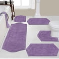thumbnail image 1 of Home Weavers Waterford Collection 100% Cotton Non-Slip Bathroom Rug Set Machine Washable Bathroom Rug, Bath Rug, U Shaped Contour, Runner, Bathroom Rug, Purple Color 5 Piece Bath Carpet set, 1 of 8