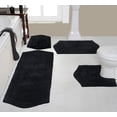 thumbnail image 1 of Home Weavers Waterford Collection 100% Cotton Non-Slip Bathroom Rug Set Machine Washable Bathroom Rug, Bath Rug, U Shaped Contour, Runner, Black Color 4 Piece Bath Rug set, 1 of 8