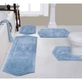 thumbnail image 1 of Home Weavers Waterford Collection 100% Cotton Non-Slip Bathroom Rug Set Machine Washable Bathroom Rug, Bath Rug, U Shaped Contour, Runner, Blue Color 4 Piece Bath rug set, 1 of 8