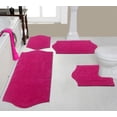 thumbnail image 1 of Home Weavers Waterford Collection 100% Cotton Non-Slip Bathroom Rug Set Machine Washable Bathroom Rug, Bath Rug, U Shaped Contour, Runner, Hot Pink Color 4 Piece Bath Rug set, 1 of 8