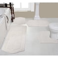 thumbnail image 1 of Home Weavers Waterford Collection 100% Cotton Non-Slip Bathroom Rug Set Machine Washable Bathroom Rug, Bath Rug, U Shaped Contour, Runner, Ivory Color 4 Piece Bath rug set, 1 of 8