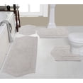 thumbnail image 1 of Home Weavers Waterford Collection 100% Cotton Non-Slip Bathroom Rug Set Machine Washable Bathroom Rug, Bath Rug, U Shaped Contour, Runner, Light Gray Color 4 Piece Bath Rug set, 1 of 8