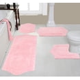 thumbnail image 1 of Home Weavers Waterford Collection 100% Cotton Non-Slip Bathroom Rug Set Machine Washable Bathroom Rug, Bath Rug, U Shaped Contour, Runner, Pink Color 4 Piece Bath Rug set, 1 of 8