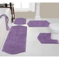 thumbnail image 1 of Home Weavers Waterford Collection 100% Cotton Non-Slip Bathroom Rug Set Machine Washable Bathroom Rug, Bath Rug, U Shaped Contour, Runner, Purple Color 4 Piece Bath Rug set, 1 of 8