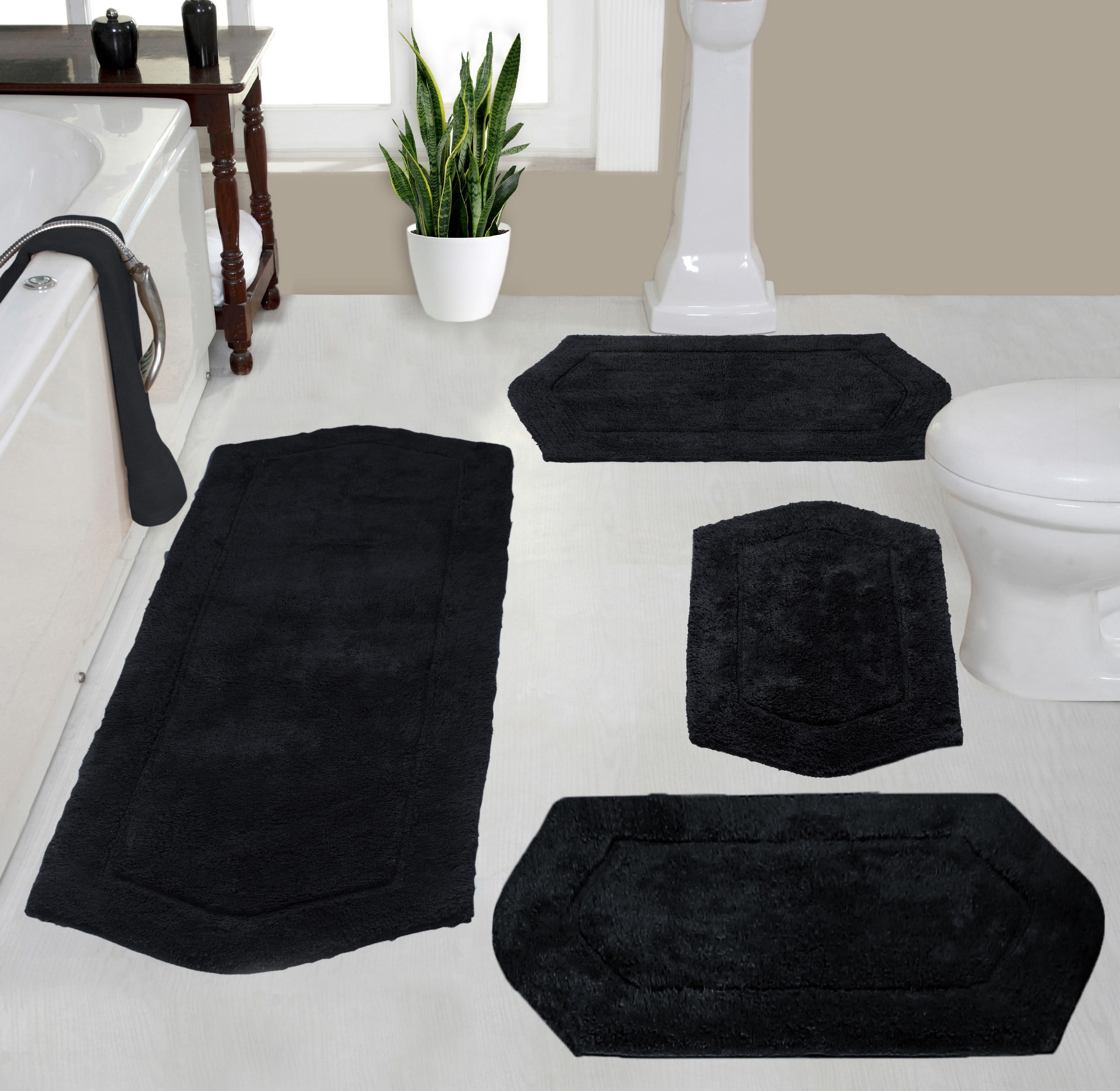 Home Weavers Waterford Collection 100% Cotton Non-Slip Bathroom Rug Set ...