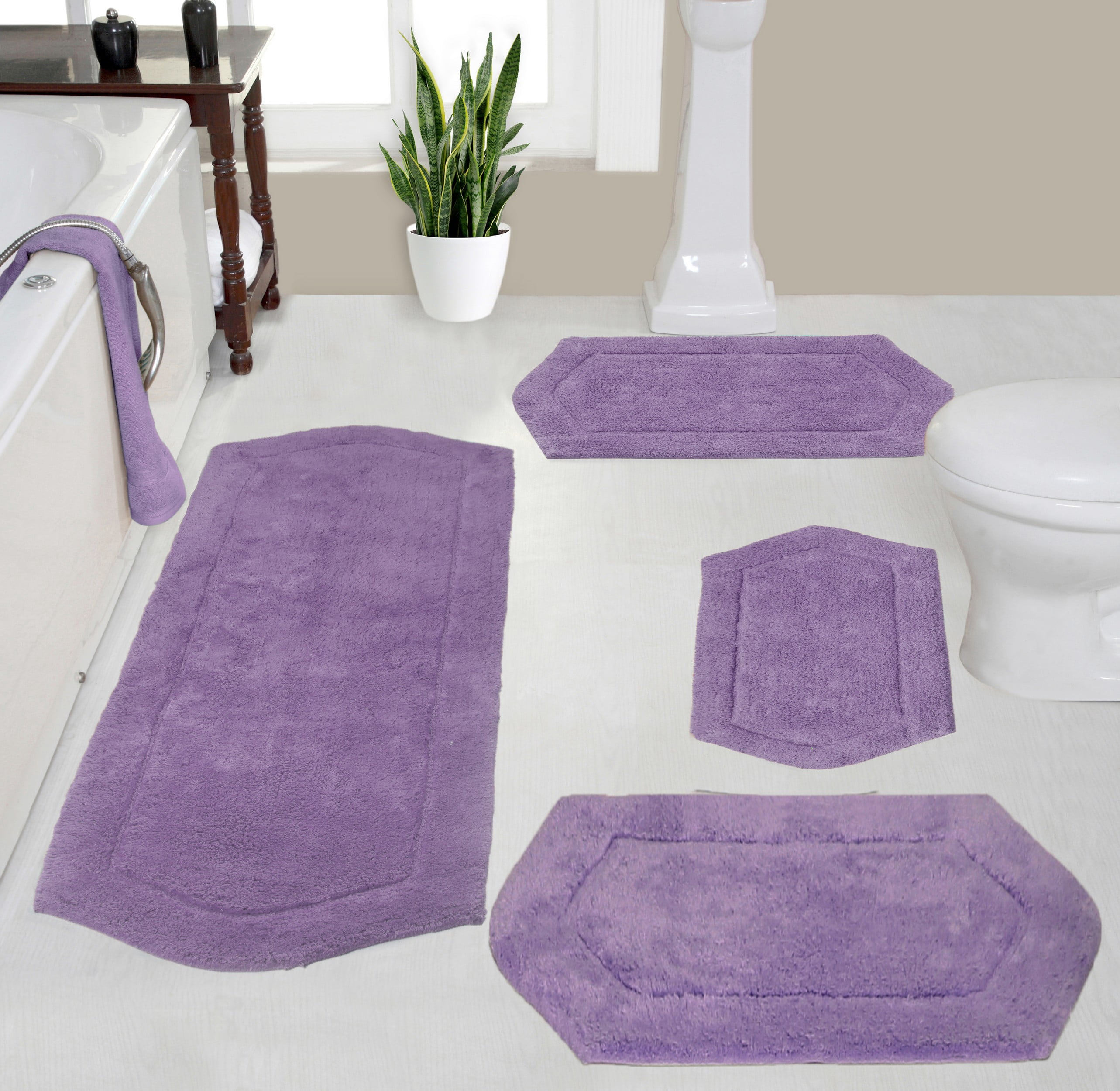 Home Weavers Waterford Collection 100% Cotton Non-Slip Bathroom Rug Set ...
