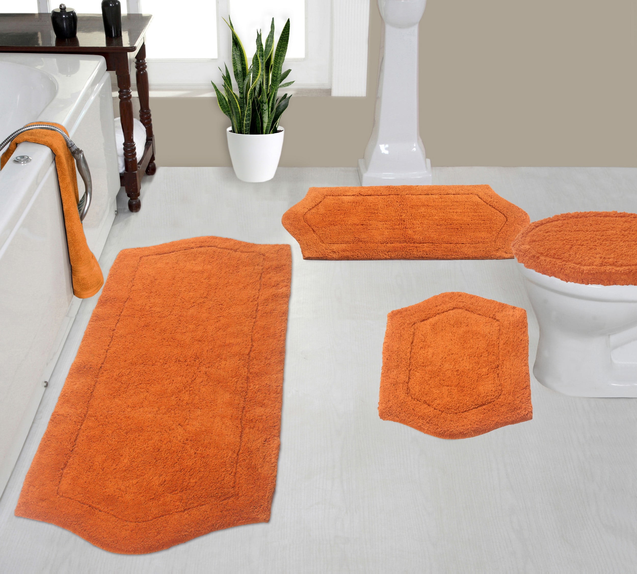 Home Weavers Waterford Collection 100% Cotton Non-Slip Bathroom Rug Set ...