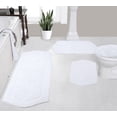 thumbnail image 1 of Home Weavers Waterford Collection 100% Cotton Non-Slip Bathroom Rug Set Machine Washable Toilet Lid Cover, Bath Rug, Bathroom Rug, Runner, White Color 4 Piece Bath Rug set, 1 of 8