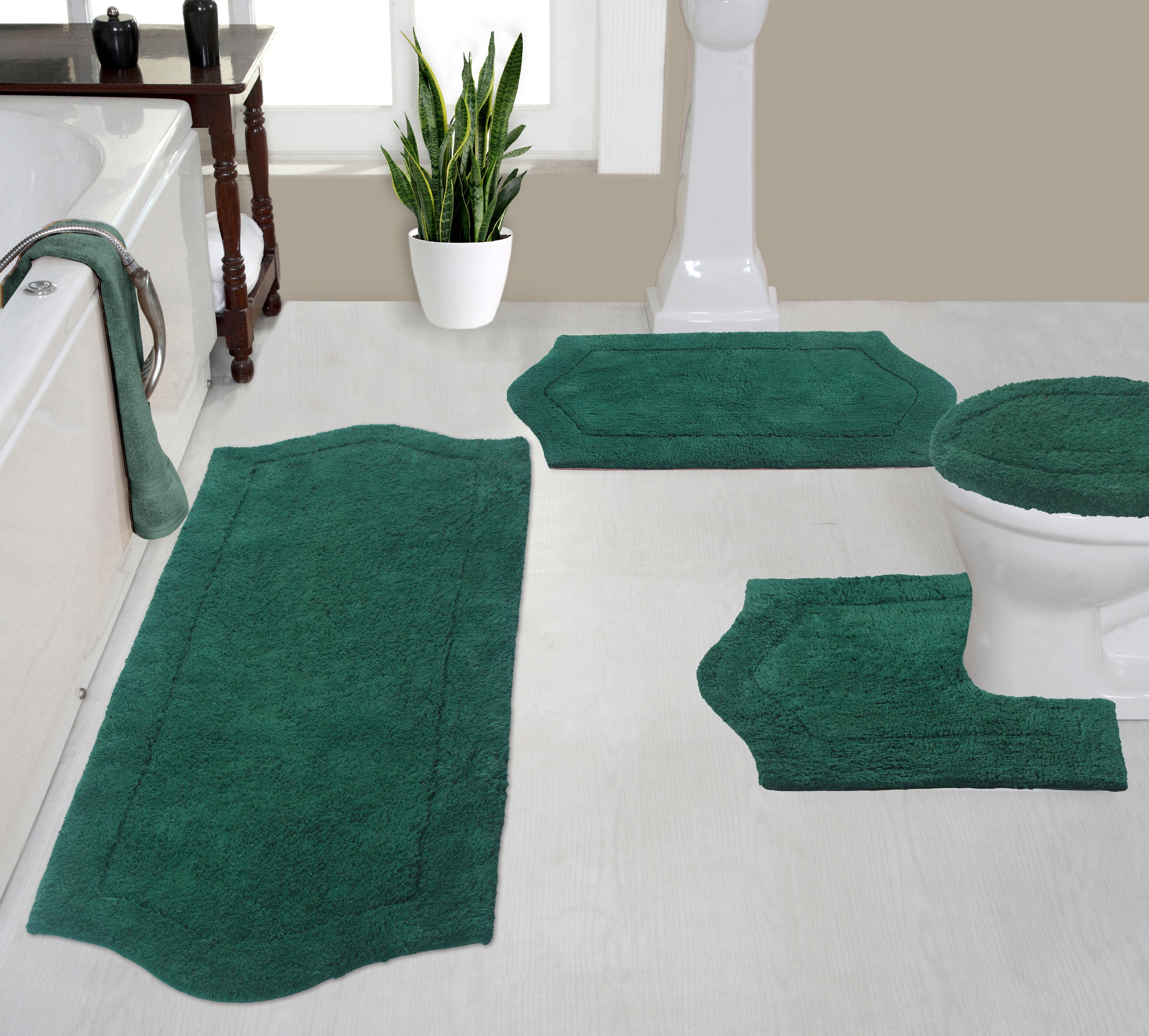Home Weavers Waterford Collection 100% Cotton Non-Slip Bathroom Rug Set ...