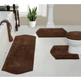 thumbnail image 1 of Home Weavers Waterford Collection 100% Cotton Non-Slip Bathroom Rug Set Machine Washable Toilet Lid Cover, U Shaped Contour, Bathroom Rug, Runner, Chocolate Color 4 Piece Bath Rug set, 1 of 8
