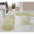 thumbnail image 1 of Home Weavers Waterford Collection 100% Cotton Non-Slip Bathroom Rug Set Machine Washable Toilet Lid Cover, U Shaped Contour, Bathroom Rug, Runner, Green Color 4 Piece Bath Rug set, 1 of 8