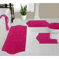 thumbnail image 1 of Home Weavers Waterford Collection 100% Cotton Non-Slip Bathroom Rug Set Machine Washable Toilet Lid Cover, U Shaped Contour, Bathroom Rug, Runner, Hot Pink Color 4 Piece Bath Rug set, 1 of 8