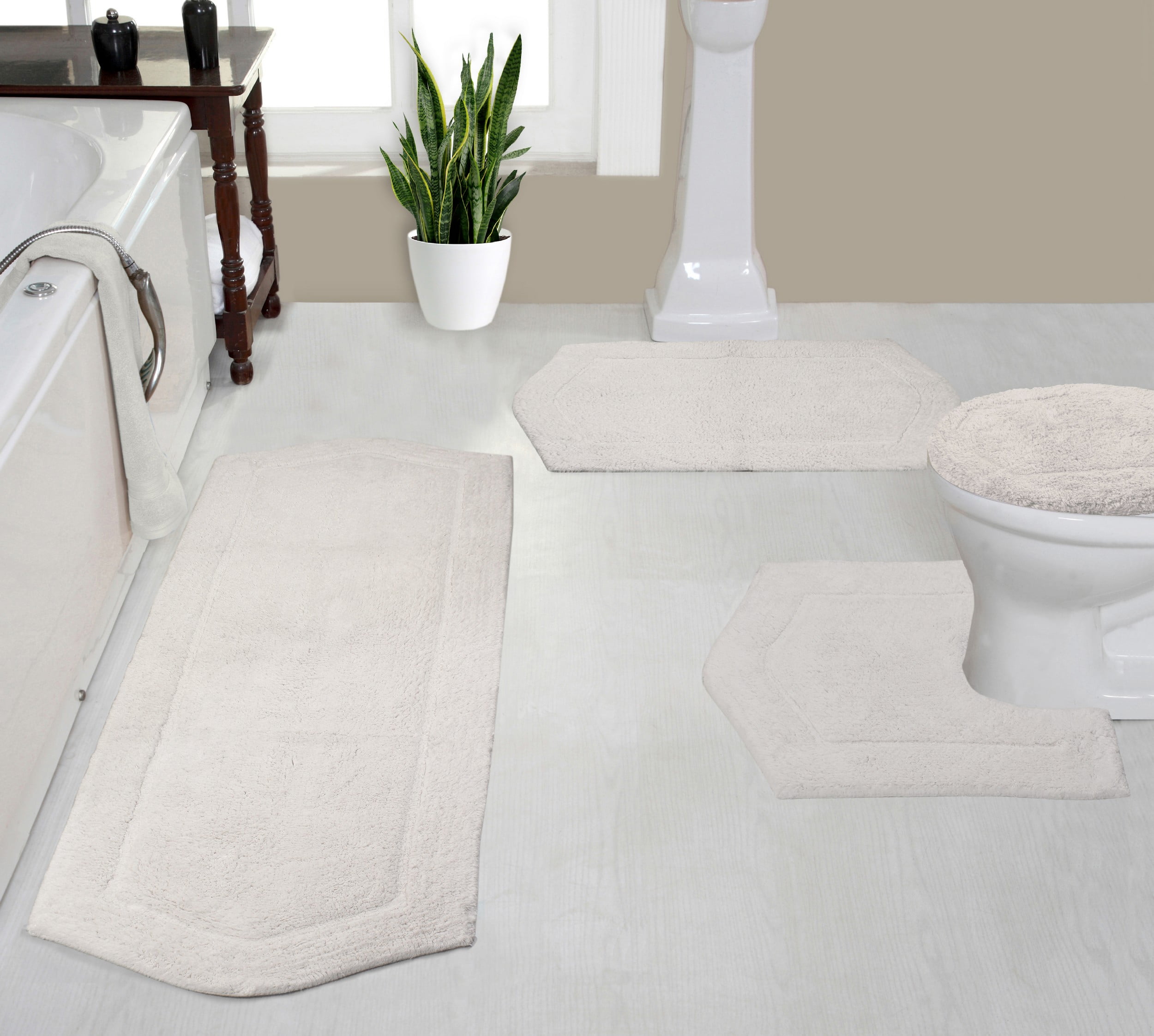 Home Weavers Waterford Collection 100% Cotton Non-Slip Bathroom Rug Set ...