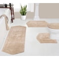 thumbnail image 1 of Home Weavers Waterford Collection 100% Cotton Non-Slip Bathroom Rug Set Machine Washable Toilet Lid Cover, U Shaped Contour, Bathroom Rug, Runner, Linen Color 4 Piece Bath Rug set, 1 of 8