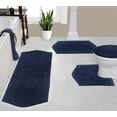 thumbnail image 1 of Home Weavers Waterford Collection 100% Cotton Non-Slip Bathroom Rug Set Machine Washable Toilet Lid Cover, U Shaped Contour, Bathroom Rug, Runner, Navy Color 4 Piece Bath rug set, 1 of 8