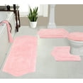 thumbnail image 1 of Home Weavers Waterford Collection 100% Cotton Non-Slip Bathroom Rug Set Machine Washable Toilet Lid Cover, U Shaped Contour, Bathroom Rug, Runner, Pink Color 4 Piece Bath Carpet set, 1 of 8