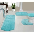 thumbnail image 1 of Home Weavers Waterford Collection 100% Cotton Non-Slip Bathroom Rug Set Machine Washable Toilet Lid Cover, U Shaped Contour, Bathroom Rug, Runner, Turquoise Color 4 Piece Bath Rug set, 1 of 8