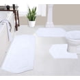 thumbnail image 1 of Home Weavers Waterford Collection 100% Cotton Non-Slip Bathroom Rug Set Machine Washable Toilet Lid Cover, U Shaped Contour, Bathroom Rug, Runner, White Color 4 Piece Bath Rug set, 1 of 8