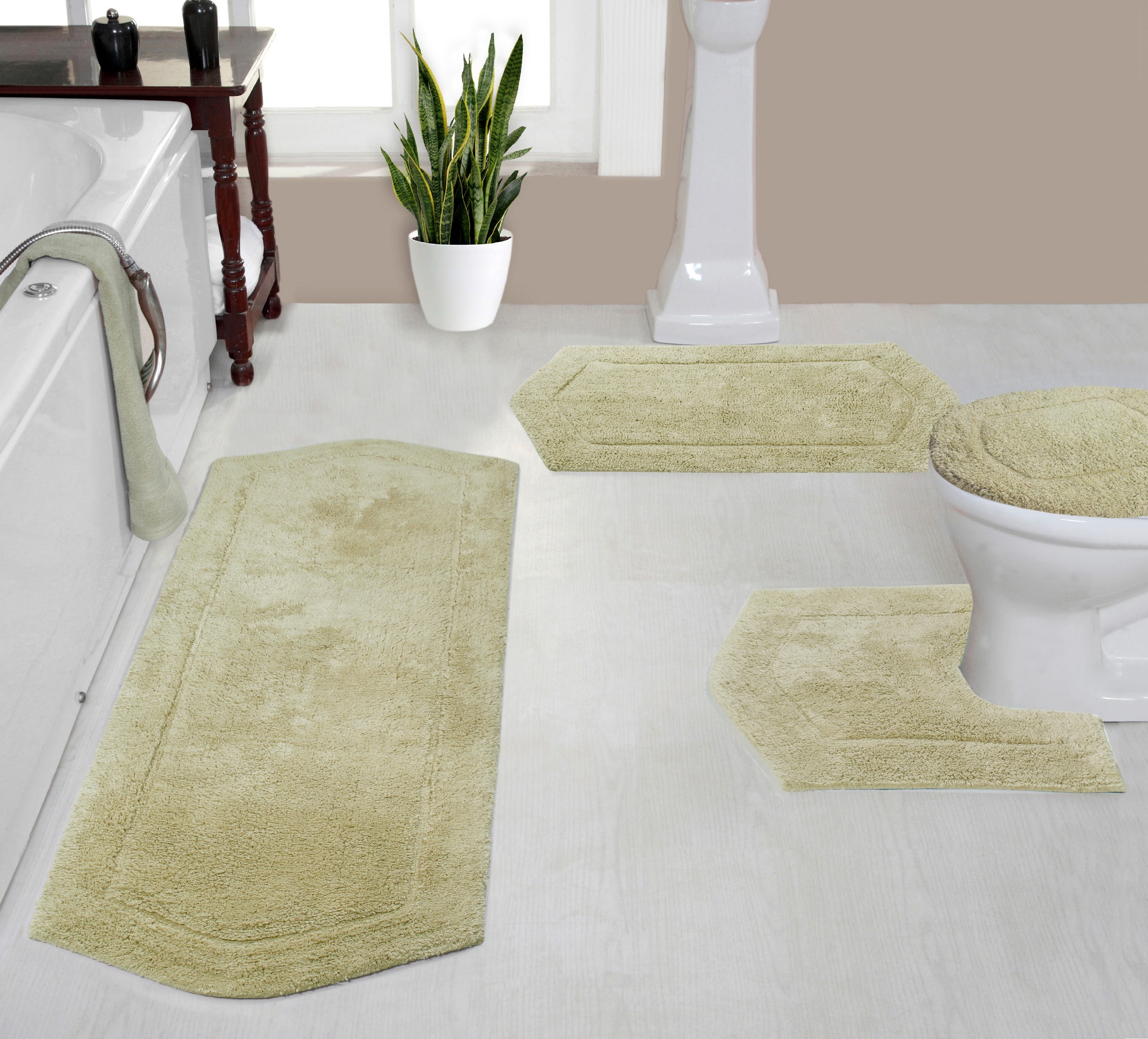 Home Weavers Waterford Collection 100% Cotton Non-Slip Bathroom Rug Set ...