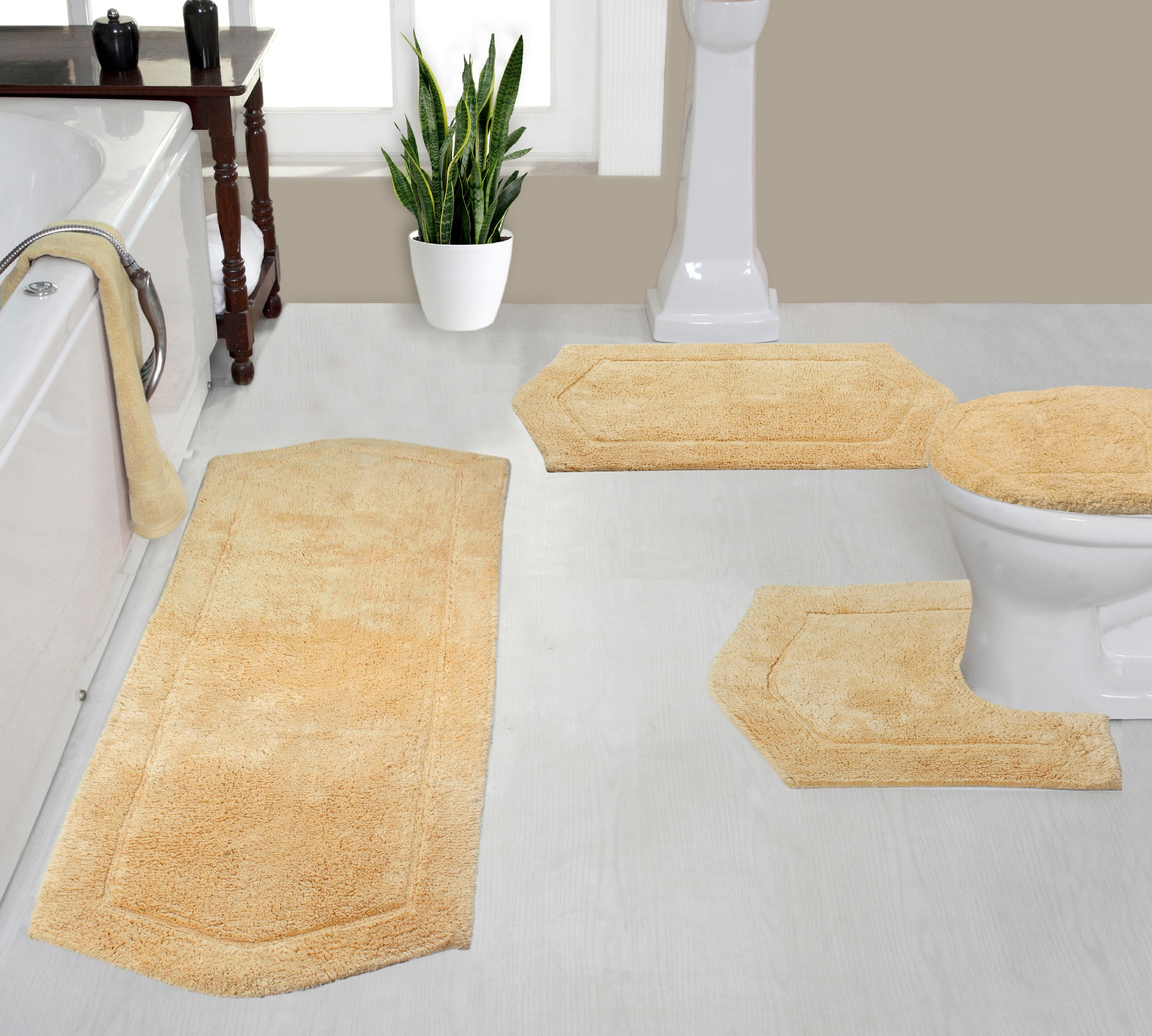 Home Weavers Waterford Collection 100% Cotton Non-Slip Bathroom Rug Set ...