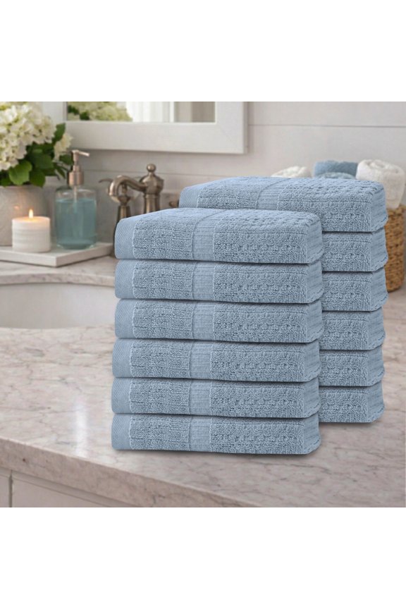 Home Weavers Willow Collection Hand Towels Set of 12 | 100% Cotton Zero Twist | 630 GSM Thick Plush | Soft, Highly Absorbent & Quick Dry | Hotel Quality Luxury Hand Towels | 16x24 Inch | Blue