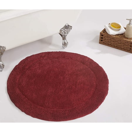 Home Weavers Waterford Collection 100% Cotton Tufted Bath Rug, Extra Soft and Absorbent Bath Rugs, Non-Slip Bath Mats, Machine Washable bath rugs for Bathroom, 30" Round, Red Rug