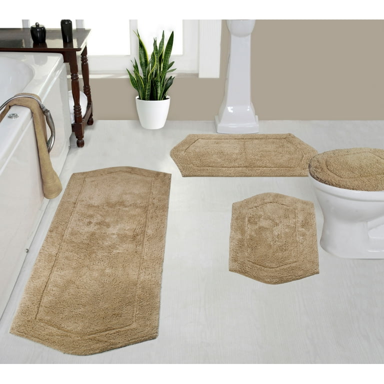HOME WEAVERS INC Bell Flower Collection Red 4 Piece Bath Rug Set