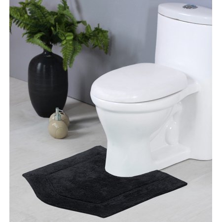 Home Weavers Waterford Collection 100% Cotton Tufted Bath Rug, Extra Soft and Absorbent Bath Rugs, Non-Slip Plush Bath Carpet, Machine Wash, bath rug for Bathroom, 20"x20" Contour, Black Rug