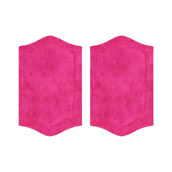 Home Weavers Waterford Collection 100% Cotton Tufted Bath Rug Set, Soft & Absorbent Non-Slip Bath Mats, Machine Washable, Set of 2 Identical 17"x24" Rugs, Hot Pink