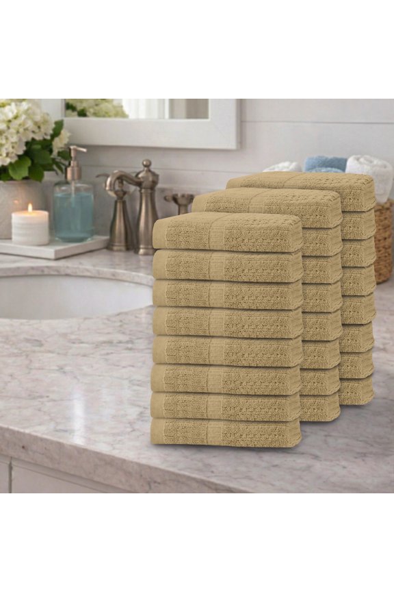 Home Weavers Willow Collection Hand Towels Set of 24 | 100% Cotton Zero Twist | 630 GSM Thick Plush | Soft, Highly Absorbent & Quick Dry | Hotel Quality Luxury Hand Towels | 16x24 Inch | Linen