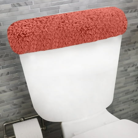 Home Weavers Allure Collection Cotton Toilet Tank Lid Cover for Bathroom, Soft Absorbent Non-Slip Tufted Fabric, Machine Washable Toilet Tank Top Cover, 10"x22" Coral