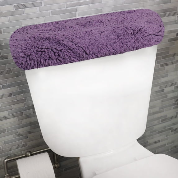 Home Weavers Waterford Collection Bathroom Rug 100% Cotton Fabric, Soft Absorbent, Elastic Edges, Machine Wash Dry, Toilet Tank Lid Cover for Bathroom, 10"x22" Tank Cover, Purple