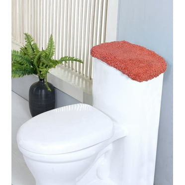 Home Weavers Waterford Collection Bathroom Rug 100% Cotton Fabric Tank Cover, Soft & Absorbent Bath Rugs, Elastic Edges, Machine Wash Dry, Toilet Tank Lid Cover for Bathroom, 10"x22" Tank Cover, Coral