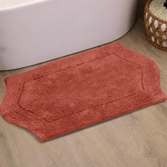 HOME WEAVERS Waterford Collection Cotton Tufted Bath Rug, 21" x 34", Coral