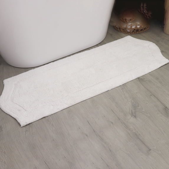 HOME WEAVERS Waterford Collection Cotton Bath Runner Rug, 22" x 60", White
